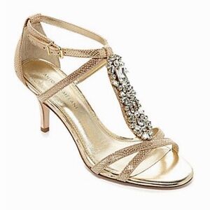 ANTONIO MELANI Tasha Gold Rhinestone bling pumps sandals heels women’s size 9